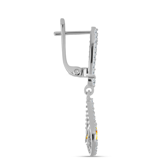 Pendientes de Plata con Citrino de los Montes Urales y Topacio Blanco