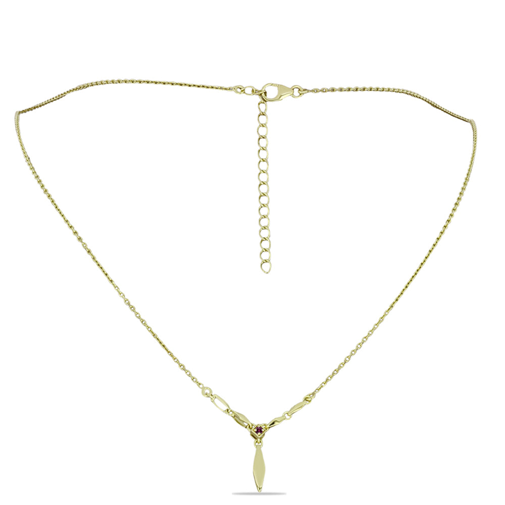 Collar de Plata Bañada en Oro con Diamante Púrpura