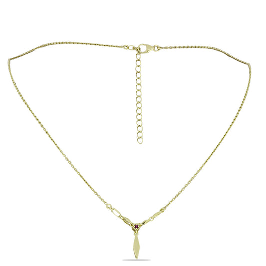 Collar de Plata Bañada en Oro con Diamante Púrpura