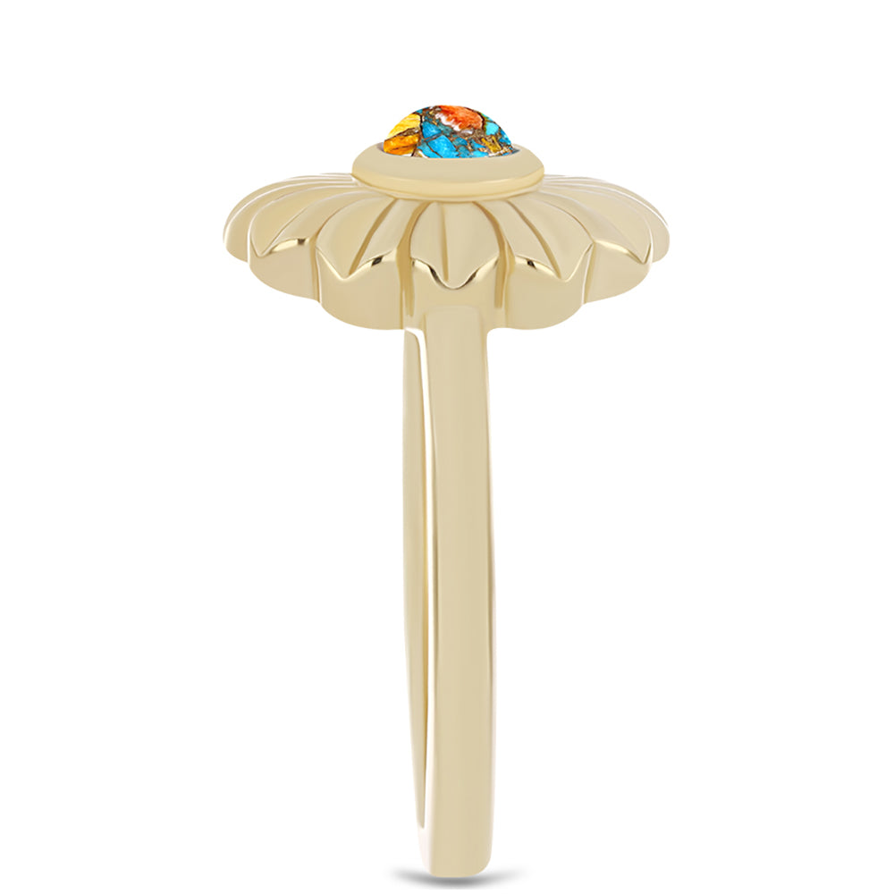 Anillo de Plata Bañada en Oro con Turquesa Ostra