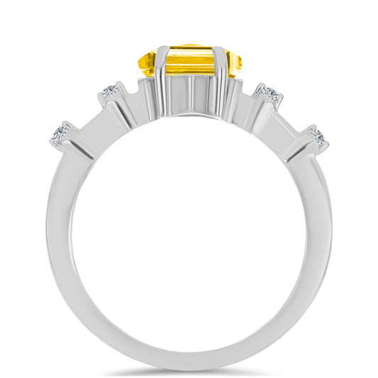 Anillo de Plata con Citrino de los Montes Urales y Topacio Blanco