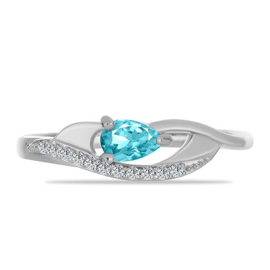 Anillo de Plata con Cuarzo Paraiba y Topacio Blanco