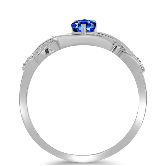 Anillo de Plata con Zafiro Azul Australiano y Topacio Blanco