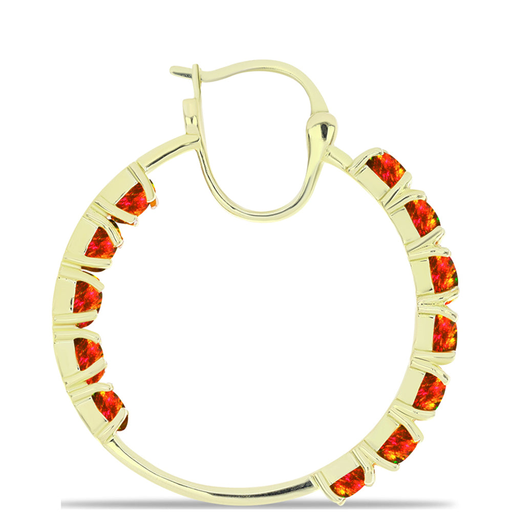 Pendientes de Plata Bañada en Oro con Ópalo de fuego americano