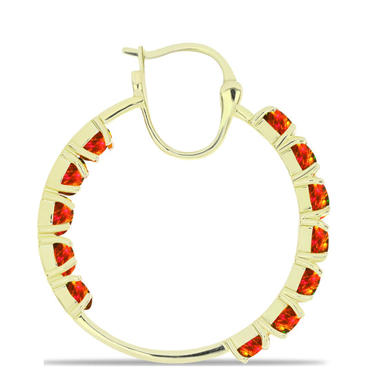 Pendientes de Plata Bañada en Oro con Ópalo de fuego americano