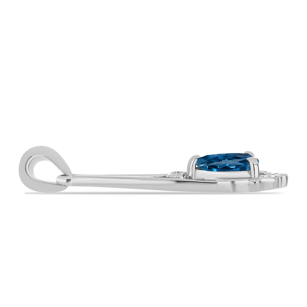 Colgante de Plata con Topacio Azul Londres y Topacio Blanco