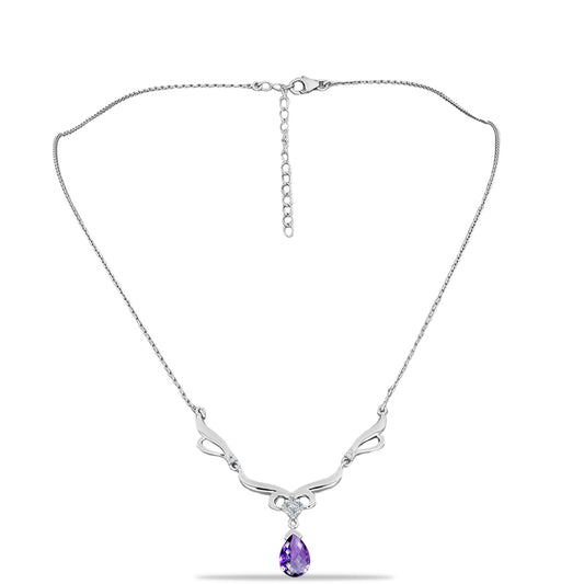 Collar de Plata con Amatista de Marruecos y Topacio Blanco