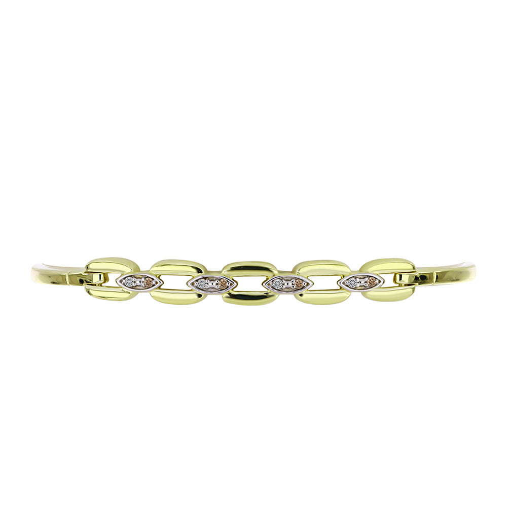 Pulsera de Plata Bañada en Oro con Diamante Champagne y Diamante blanco