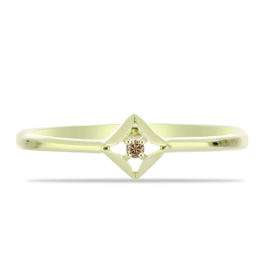 Anillo de Plata Bañada en Oro con Diamante Champagne