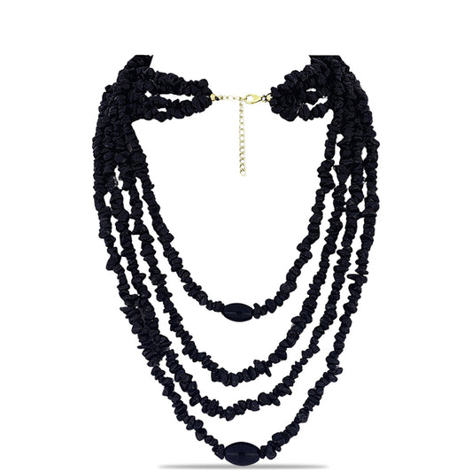 Collar de Plata Bañada en Oro con Ónix negro de Suwar
