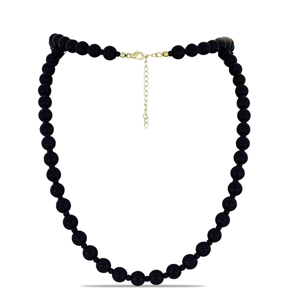 Collar de Plata Bañada en Oro con Ónix negro de Suwar