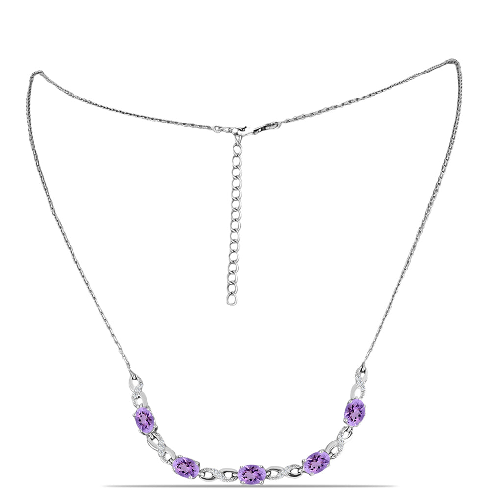 Collar de Plata con Amatista Rosa de Francia y Topacio Blanco