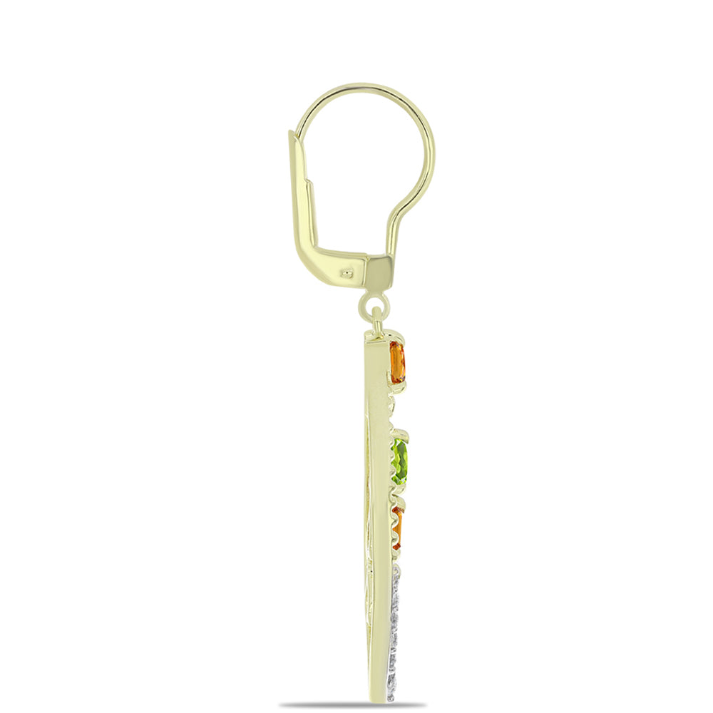 Pendientes de Plata Bañada en Oro con Zafiro Arco Iris Rosebery y Topacio Blanco