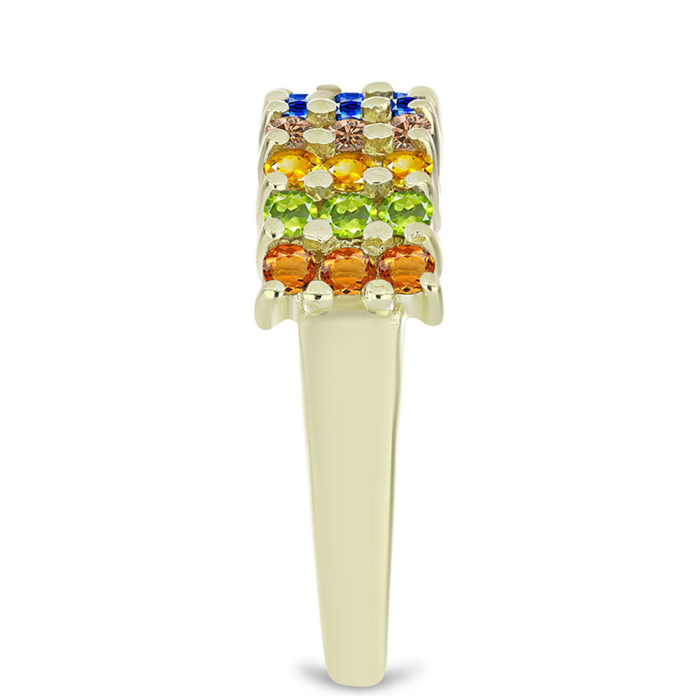 Anillo de Plata Bañada en Oro con Zafiro Arco Iris Rosebery