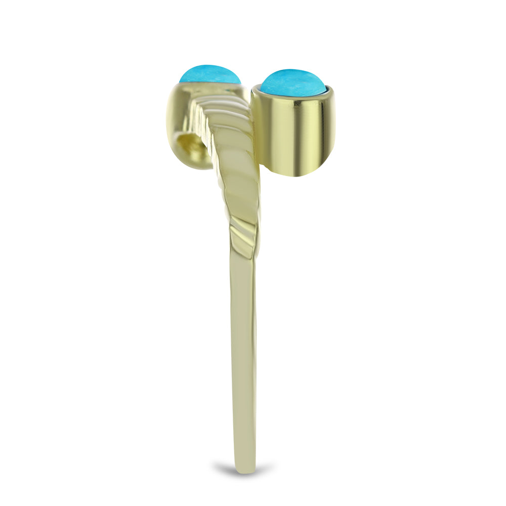 Anillo de Plata Bañada en Oro con Turquesa Bella Durmiente