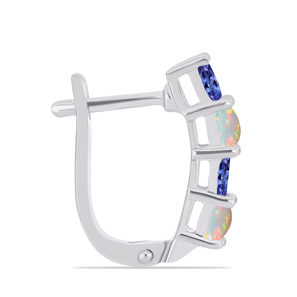 Pendientes de Plata con Tanzanita y Ópalo Etíope de Lega Dembi