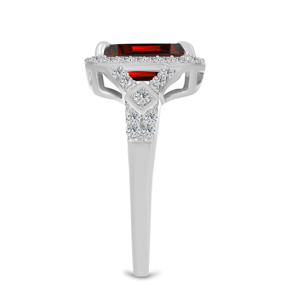 Anillo de Plata con Granate Barton y Topacio Blanco