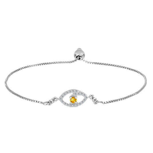 Pulsera de Plata con Citrino de los Montes Urales y Topacio Blanco