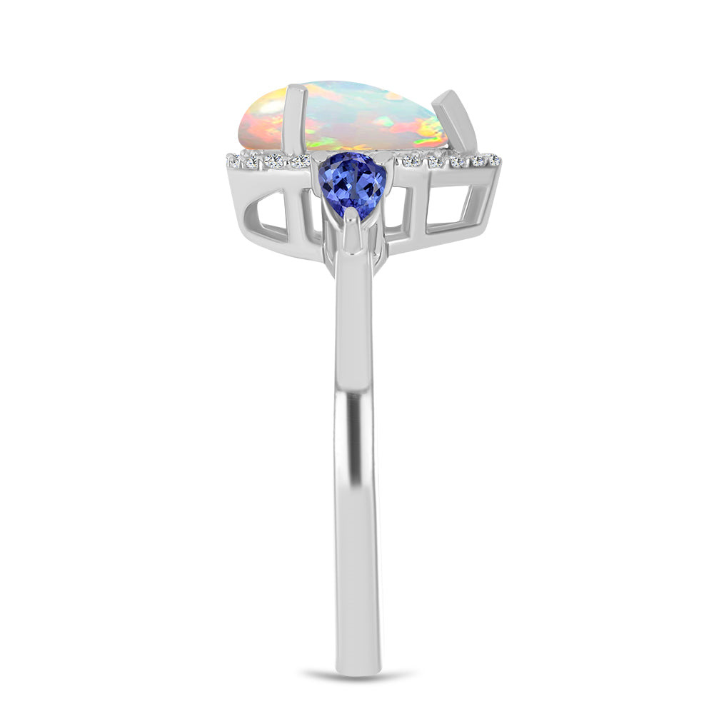 Anillo de Plata con Tanzanita y Ópalo Etíope de Lega Dembi
