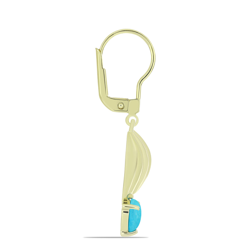 Pendientes de Plata Bañada en Oro con Turquesa Bella Durmiente