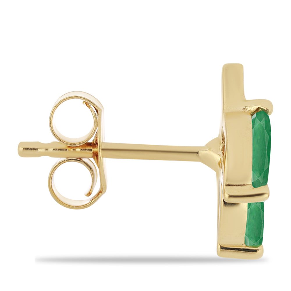 Pendientes de Plata Bañada en Oro con Esmeralda de Brasil