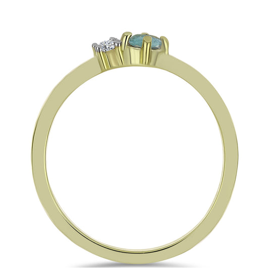 Anillo de Plata Bañada en Oro con Labradorita y Topacio Blanco