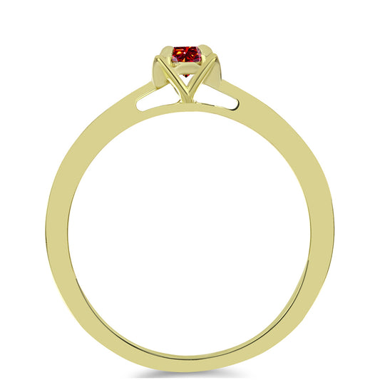 Anillo de Plata Bañada en Oro con Majestuosa moisanita roja