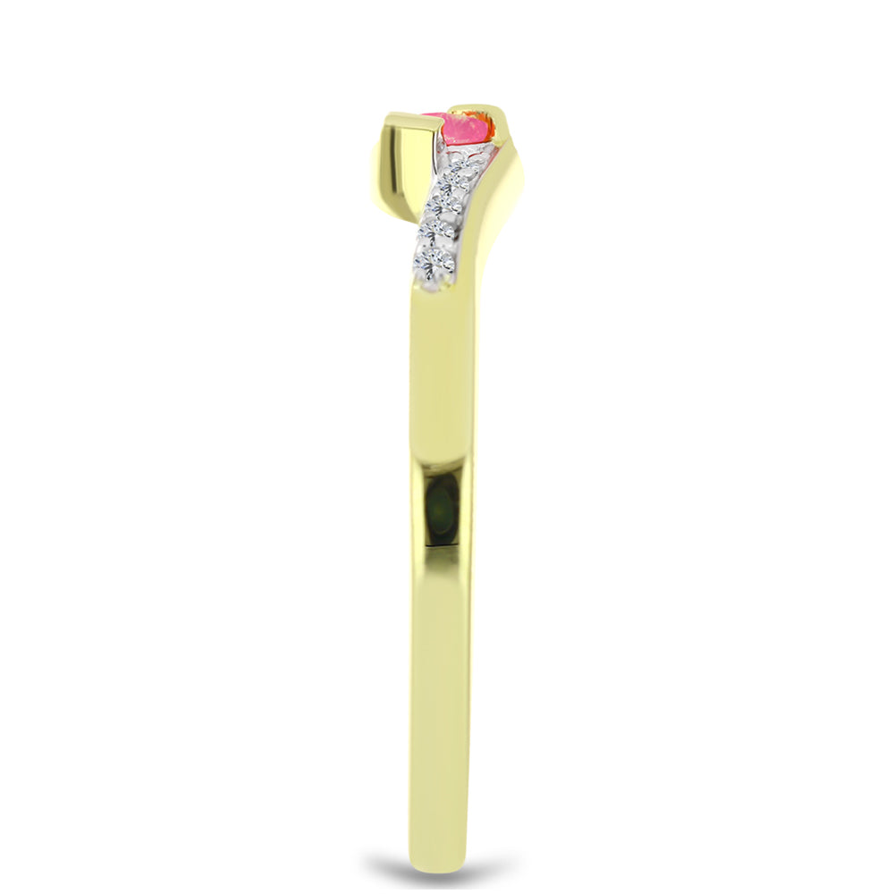 Anillo de Plata Bañada en Oro con Ópalo Rosa Etíope de Lega Dembi y Topacio Blanco