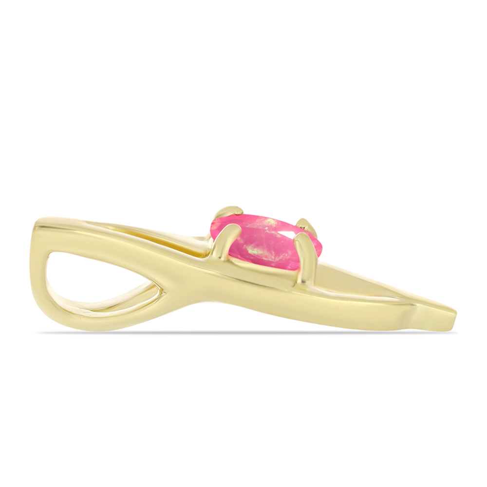 Colgante de Plata Bañada en Oro con Ópalo Rosa Etíope de Lega Dembi