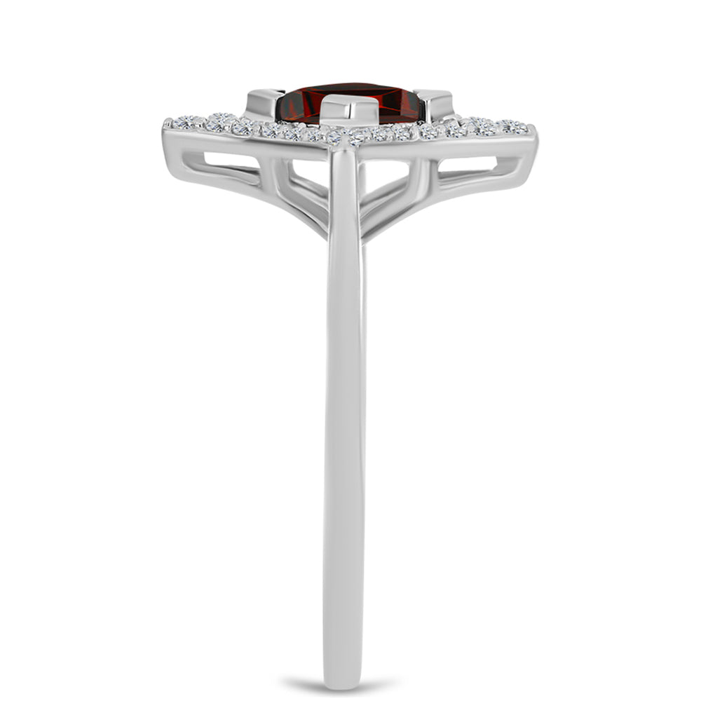 Anillo de Plata con Granate Barton y Topacio Blanco