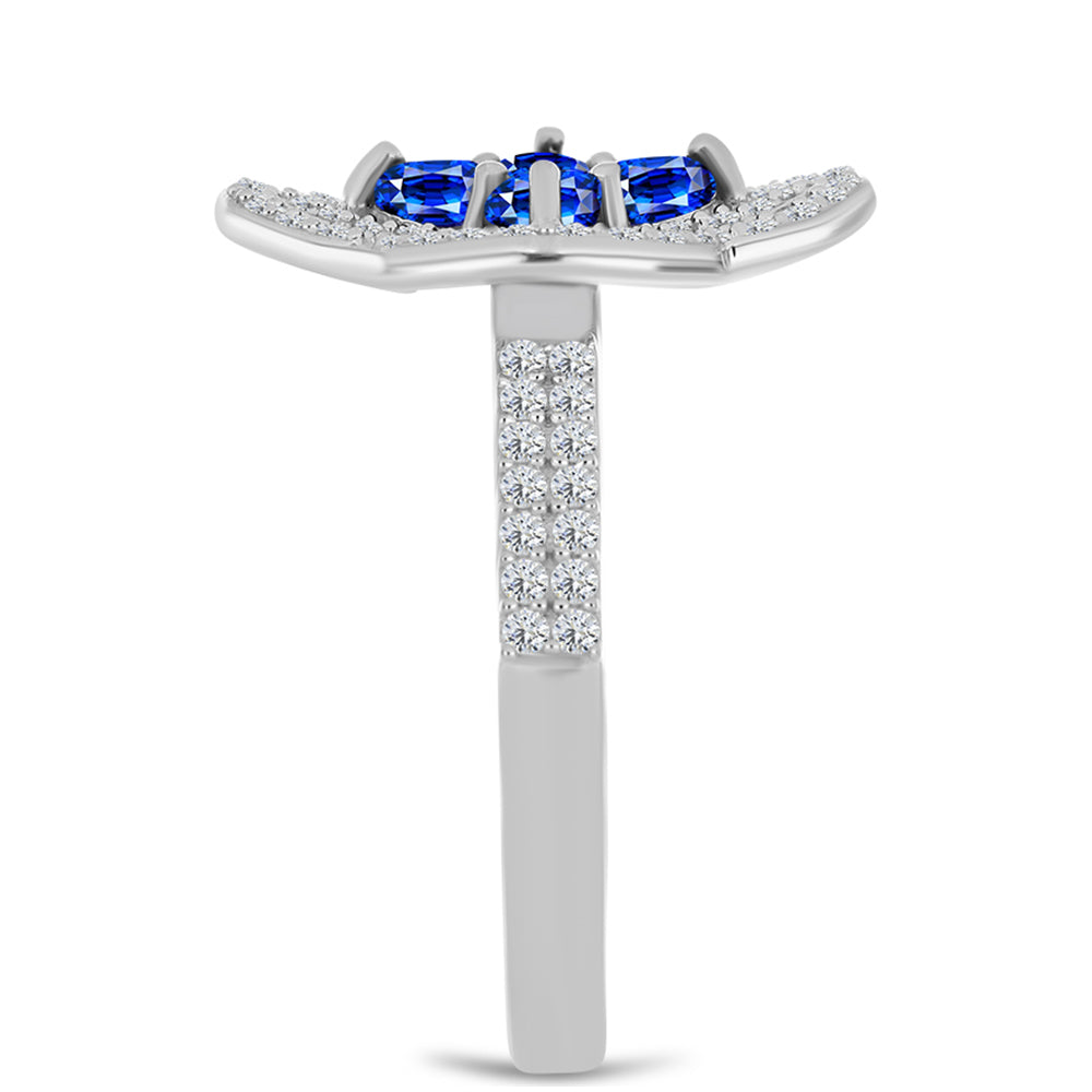 Anillo de Plata con Zafiro Azul Australiano y Topacio Blanco