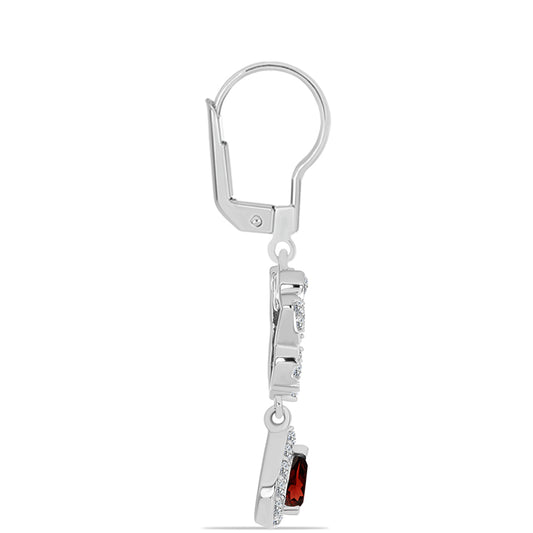 Pendientes de Plata con Granate Barton y Topacio Blanco