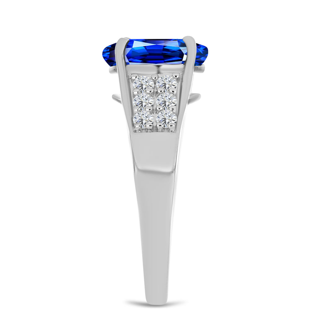 Anillo de Plata con Zafiro Azul Australiano y Topacio Blanco