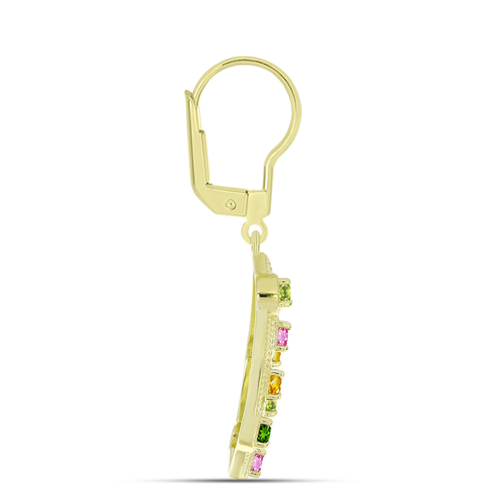 Pendientes de Plata Bañada en Oro con Chakra Turmalina