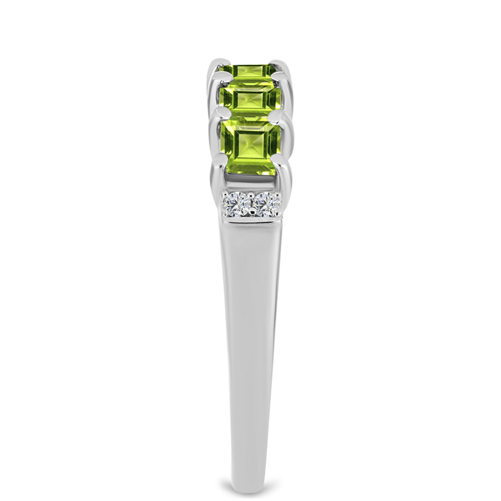 Anillo de Plata con Peridoto de Changbai y Topacio Blanco