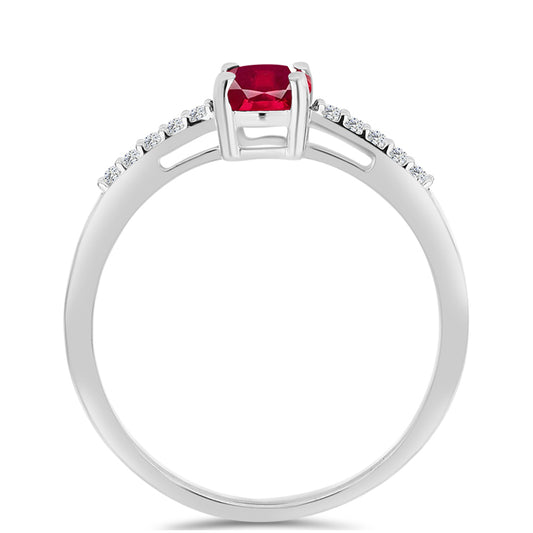 Anillo de Plata con Rubí de Madagascar y Topacio Blanco