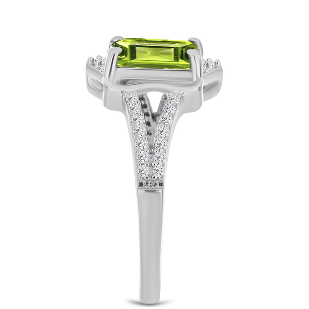 Anillo de Plata con Peridoto de Changbai y Topacio Blanco