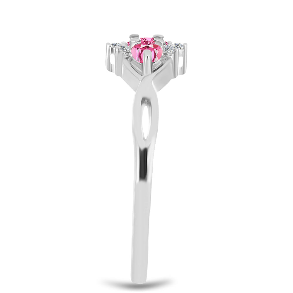 Anillo de Plata con Turmalina Rosa de Pelmadulla y Topacio Blanco