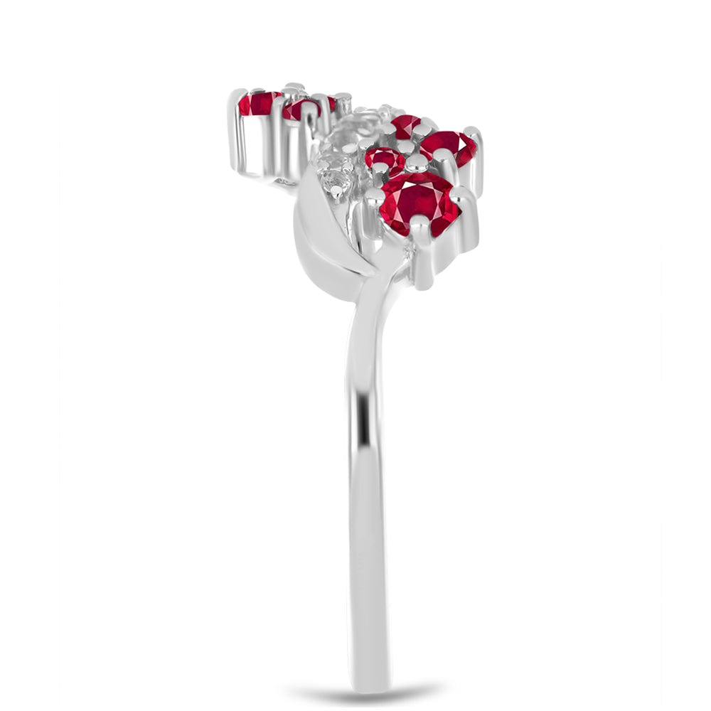 Anillo de Plata con Rubí de Madagascar y Topacio Blanco