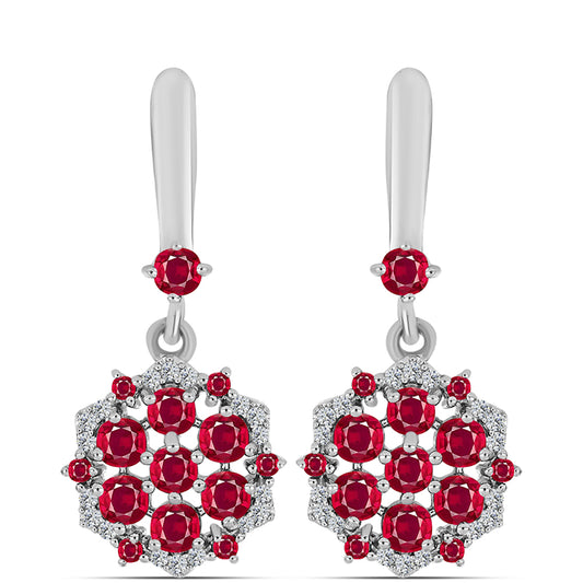 Pendientes de Plata con Rubí de Madagascar y Topacio Blanco