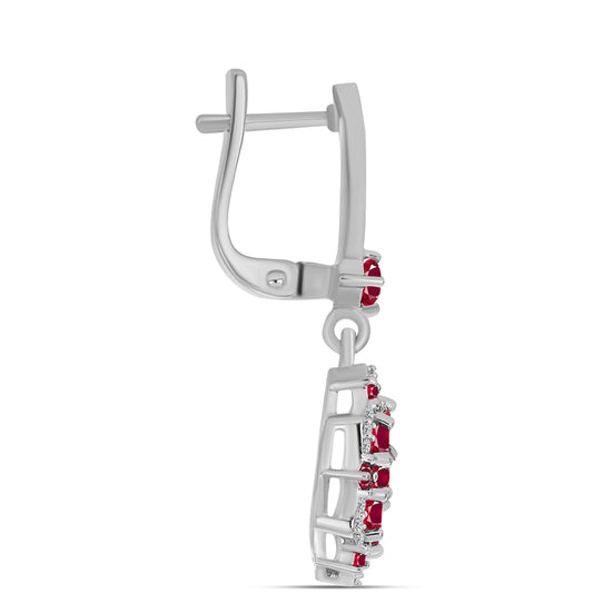 Pendientes de Plata con Rubí de Madagascar y Topacio Blanco