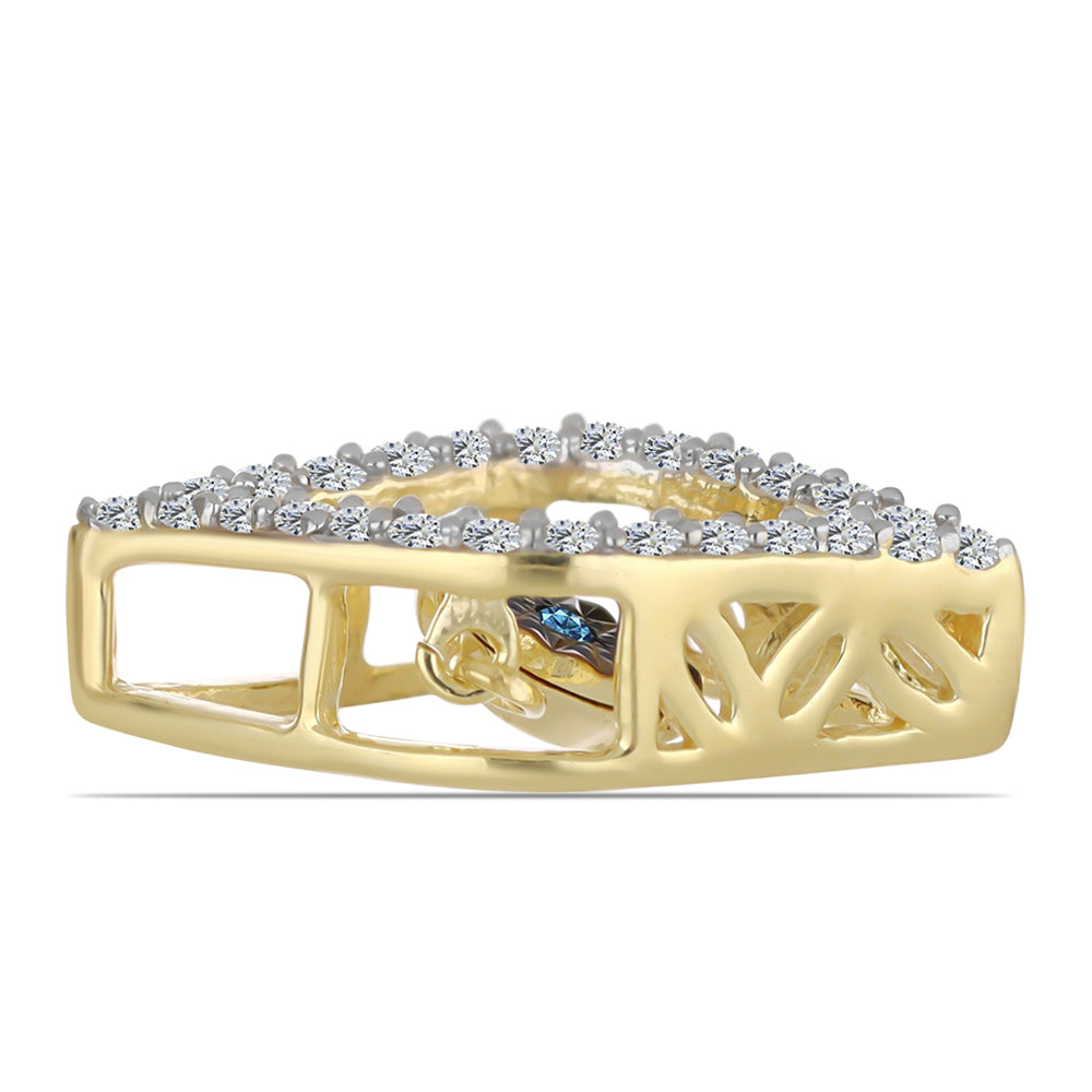 Colgante de Plata Bañada en Oro con Diamante azul danzante y Topacio Blanco