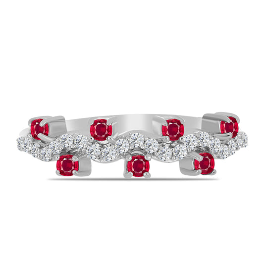 Anillo de Plata con Rubí de Madagascar y Topacio Blanco