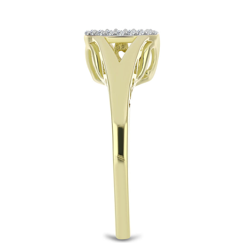 Anillo de Plata Bañada en Oro con Diamante azul danzante y Topacio Blanco