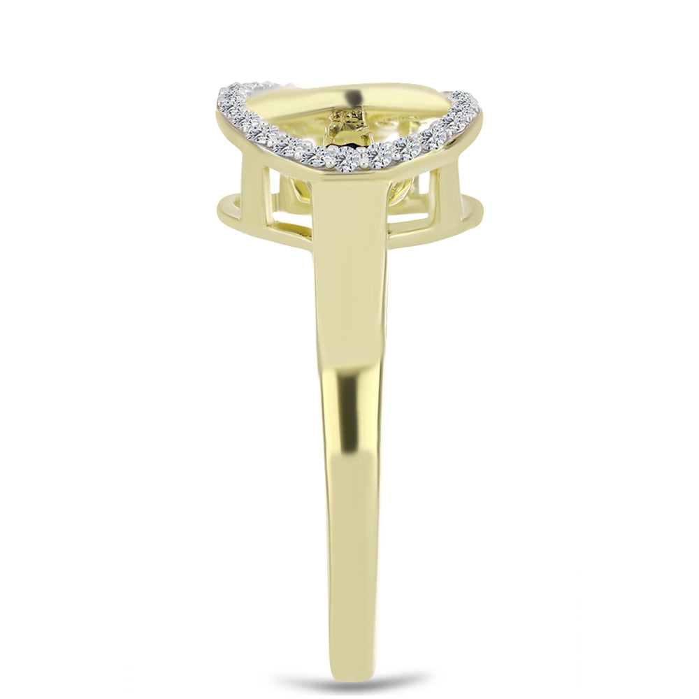 Anillo de Plata Bañada en Oro con Diamante azul danzante y Topacio Blanco