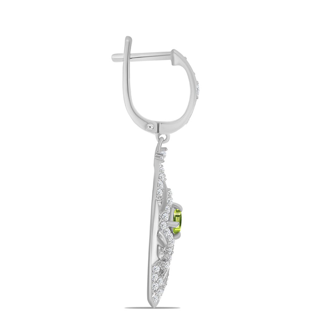 Pendientes de Plata con Peridoto de Changbai y Topacio Blanco