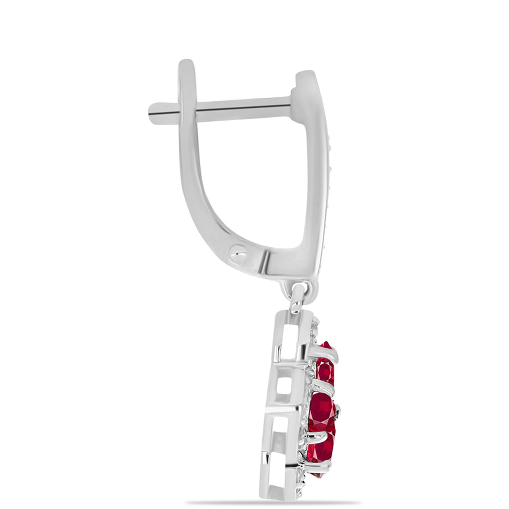 Pendientes de Plata con Rubí de Madagascar y Topacio Blanco