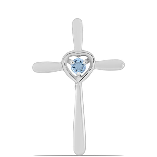 Cruz Colgante de Plata con Aguamarina del Condado de Embu