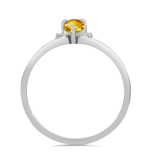 Anillo de Plata con Citrino de los Montes Urales y Topacio Blanco