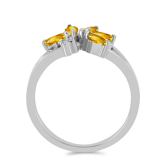 Anillo de Plata con Citrino de los Montes Urales y Topacio Blanco